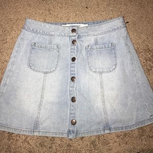 Brandy Melville light wash jean button skirt